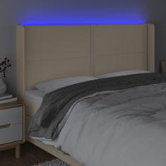 Vidaxl Čelo postele s LED krémové 183x16x118/128 cm látka