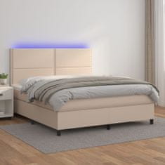 Petromila vidaXL Boxspring posteľ matrac a LED kapučínová 180x200 cm umelá koža