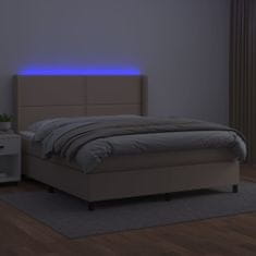 Petromila vidaXL Boxspring posteľ matrac a LED kapučínová 180x200 cm umelá koža