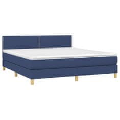 Vidaxl Posteľný rám boxspring s matracom modrý 180x200 cm látka