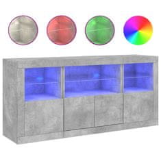 Petromila vidaXL Komoda s LED svetlami betónovo-sivá 142,5x37x67 cm