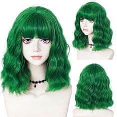 Korbi Zelený parochňa Wig Vlasy Polodlhé Vlny na Halloween W105
