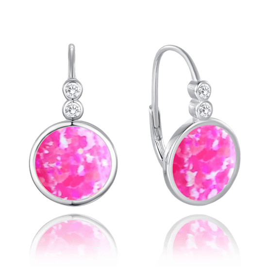 MINET Trblietavé strieborné náušnice s ružovými opálmi a zirkónmi