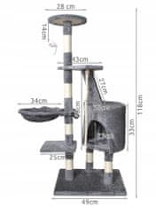 Malatec  7935 Škrabadlo pro kočky 118cm šedá