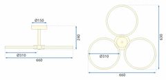 Toolight LED závesné stropné svietidlo APP993-c Gold + diaľkové ovládanie