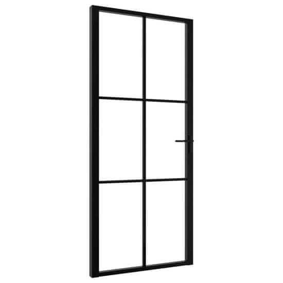 Vidaxl Interiérové dvere, ESG sklo a hliník 93x201,5 cm, čierne