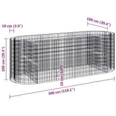 Vidaxl Gabiónový vyvýšený záhon pozinkované železo 300x100x100 cm