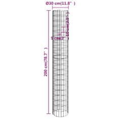 Vidaxl Kruhový gabiónový stĺp, pozinkovaná oceľ Ø30x200 cm