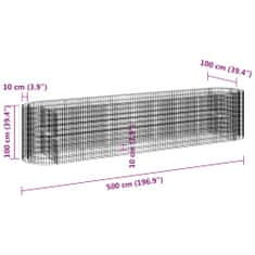 Vidaxl Gabiónový vyvýšený záhon pozinkované železo 500x100x100 cm