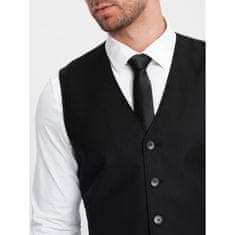 OMBRE Pánska obleková vesta bez klopí V4 OM-BLZV-0112 čierna MDN124333 XXL