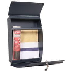 Rottner Harrow poštová schránka antracit | Cylindrický zámok | 32 x 44.5 x 10.5 cm