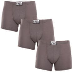 Styx 3PACK pánske boxerky long klasická guma tmavo sivé (3F1063) - veľkosť L