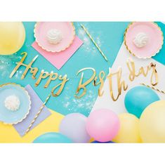 PartyDeco Baner Happy Birthday zlatý, 16,5 x 62 cm