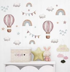 Tulimi Dekorácia na stenu - Lietajúci balón a dúha