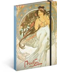 Notique Notes Alfons Mucha – Hudba, linajkový, 13 x 21 cm