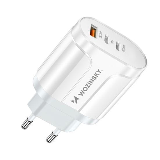 MG Network Charger sieťová nabíjačka USB / 2x USB-C 60W QC, biela