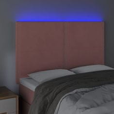 Vidaxl Čelo postele s LED ružové 144x5x118/128 cm zamat