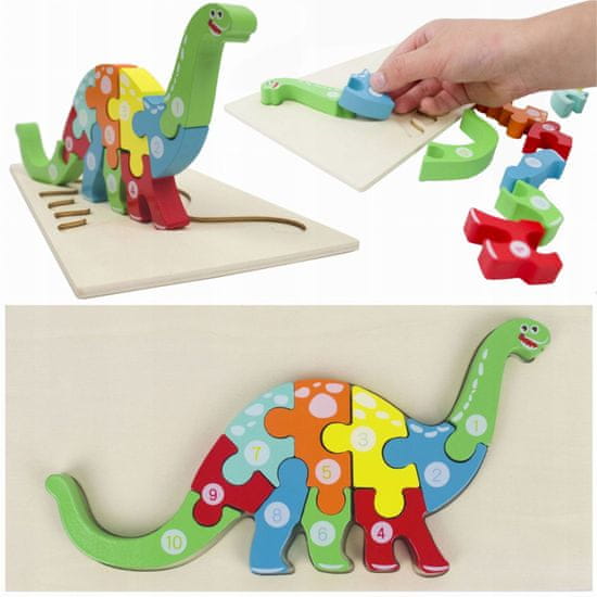 KOMFORTHOME Drevené puzzle 3d dinosaurus Diplodocus