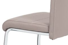 Autronic jedálenská stoličky ekokoža lanýžová, biele prešitie/nohy kov, chróm HC-481 LAN