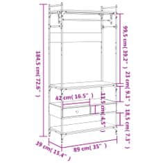 Petromila vidaXL Šatník so zásuvkami dymový dub 89x39x184,5 cm kompozitné drevo