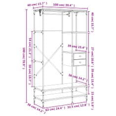 Petromila vidaXL Šatník so zásuvkami čierny 100x40x180 cm kompozitné drevo