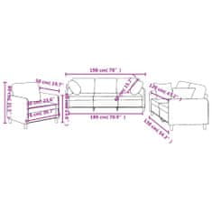 Vidaxl 3-dielna sedacia súprava s vankúšmi sivohnedá látka