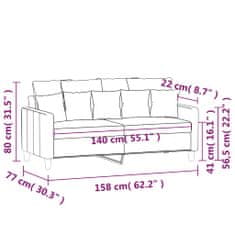 Petromila vidaXL 2-miestna pohovka tmavozelená 140 cm zamat