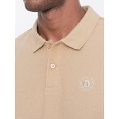 OMBRE Pánske klasické bavlnené polo tričko S1374 béžová MDN18862 M