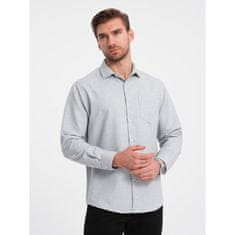 OMBRE Pánska košeľa REGULAR FIT s vreckami V2 OM-SHCS-0148 svetlosivá melanžová MDN124358 XL