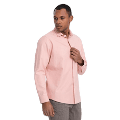 OMBRE Pánska košeľa REGULAR FIT s vreckom V5 OM-SHCS-0148 ružová MDN124361 S