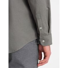 OMBRE Pánska košeľa REGULAR FIT s vreckami V4 OM-SHCS-0148 khaki MDN124360 M