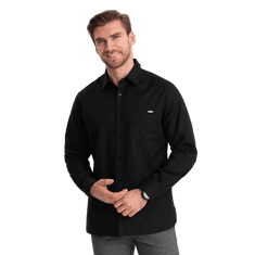 OMBRE Pánska bavlnená košeľa s vreckom REGULAR FIT V1 OM-SHCS-0147 čierna MDN124362 M