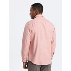 OMBRE Pánska košeľa REGULAR FIT s vreckom V5 OM-SHCS-0148 ružová MDN124361 S