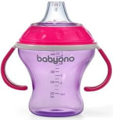 BabyOno Netečúci hrnček s mäkkým náustkom 180ml - ružová