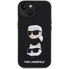 Karl Lagerfeld Kryt na mobil Liquid Silicone Karl and Choupette Heads na Apple iPhone 15 - černý