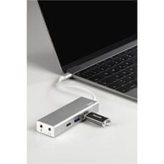 HAMA USB Hub USB-C/ 2x USB, USB-C, Jack 3, 5mm - stříbrný