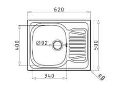 PYRAMIS Nerezový kuchynský drez SPARTA 62x50 1B 1D (65x26x60) (10.012.520)