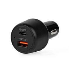 Nedis Adaptér do auta 1×USB, 1×USB-C, 48W - černý