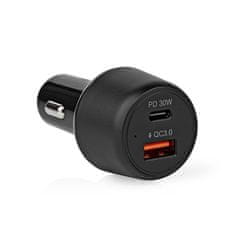 Nedis Adaptér do auta 1×USB, 1×USB-C, 48W - černý