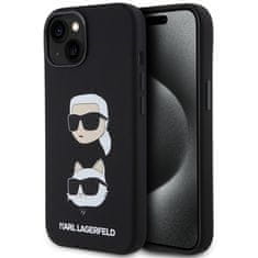 Karl Lagerfeld Kryt na mobil Liquid Silicone Karl and Choupette Heads na Apple iPhone 15 - černý