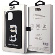 Karl Lagerfeld Kryt na mobil Liquid Silicone Karl and Choupette Heads na Apple iPhone 15 - černý