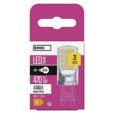 EMOS LED žárovka ZQ9545 Classic JC / G9 / 4 W (40 W) / 470 lm / neutrální bílá