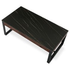 Autronic Konferenční stůl Stůl konferenční, deska slinutá keramika 120x60, černý mramor, nohy černý kov, tmavě hnedá dýha (AHG-285 BK)