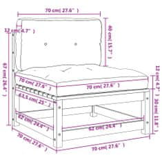 Vidaxl Záhradné pohovky bez podrúčok s vankúšmi 2 ks impregn. borovica