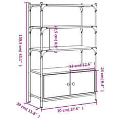 Petromila vidaXL Knižnica 3 police dymový dub 70x30x109,5 cm kompozitné drevo