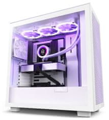 NZXT skriňa H7 Flow edition / ATX / 2x 120 mm fan / USB-C / 2x USB / presklená bočnica / mesh panel / biela