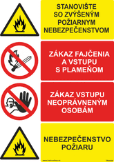 Traiva Stanovište so zvýšeným požiarnym nebezpečenstvom (štvorkombinácia) Plast 297 x 420 mm (A3) tl. 0.5 mm - Kód: 30368