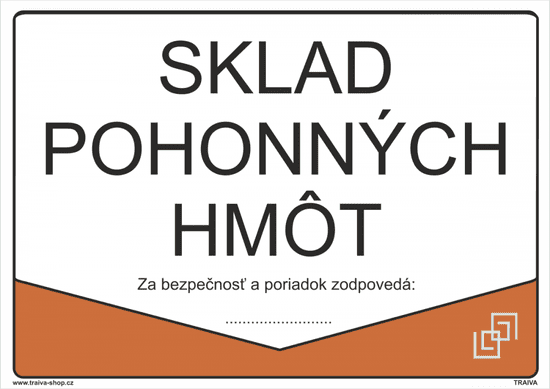 Traiva Sklad pohonných hmôt Samolepka 297 x 210 mm (A4) tl. 0.1 mm - Kód: 32919