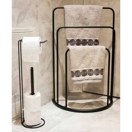 Vidaxl Bathroom Solutions Stojaci vešiak na uteráky 49,5x75 cm kov čierny