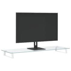 Vidaxl Stojan na monitor biely 100x35x8 cm tvrdené sklo a kov